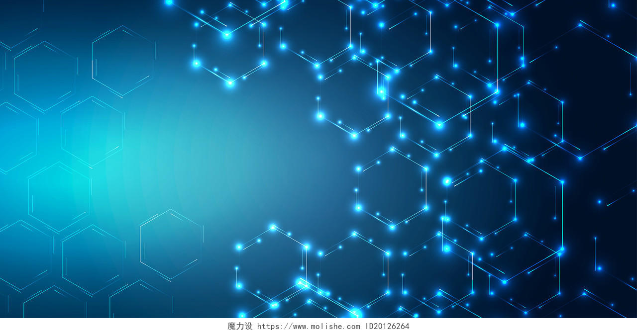 科技感背景蓝色背景蓝色几何时尚炫酷光效生物医疗科技背景网页背景